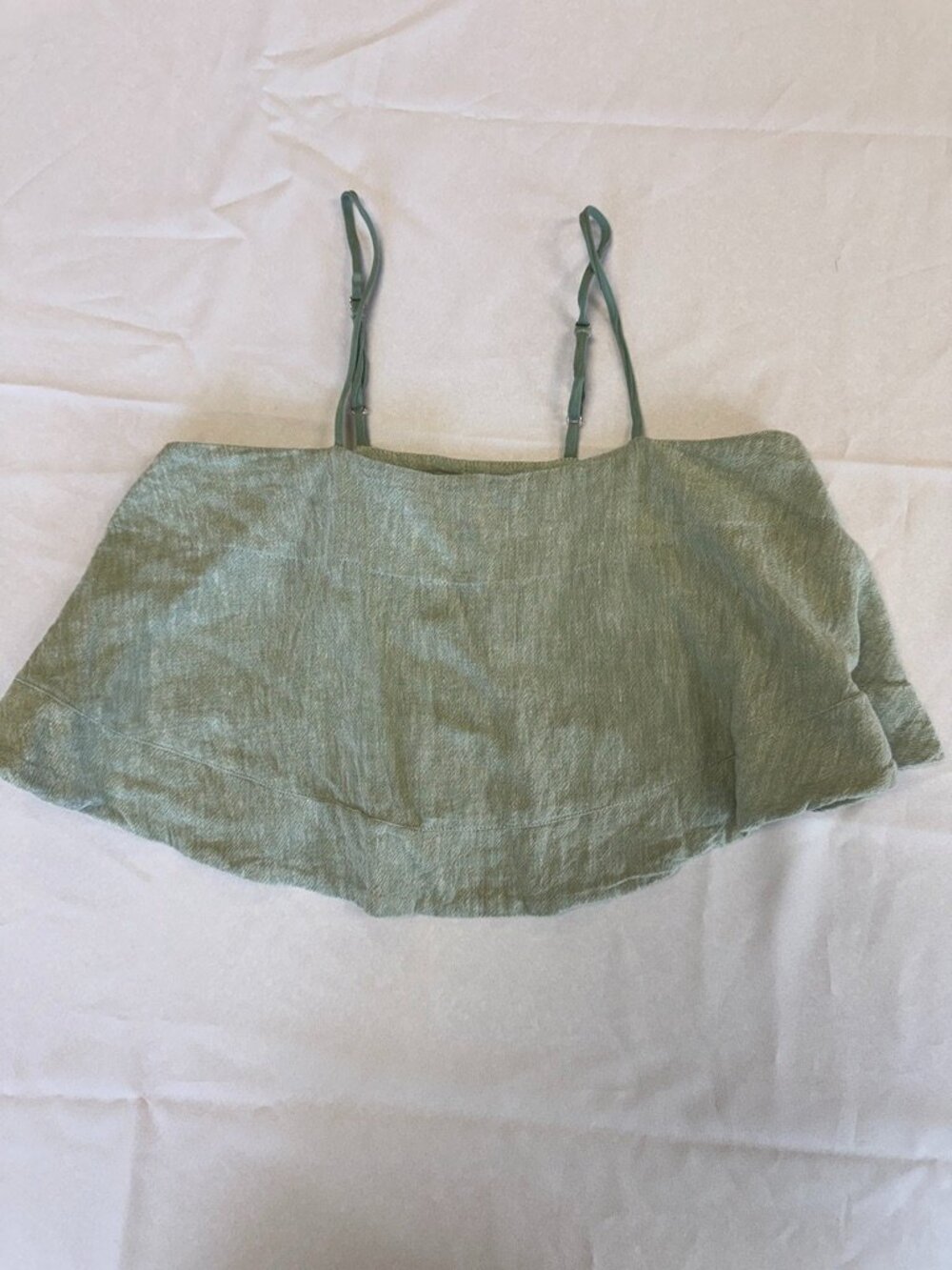 Tela Light Green Mint Flowy Crop Top Cotton Size S